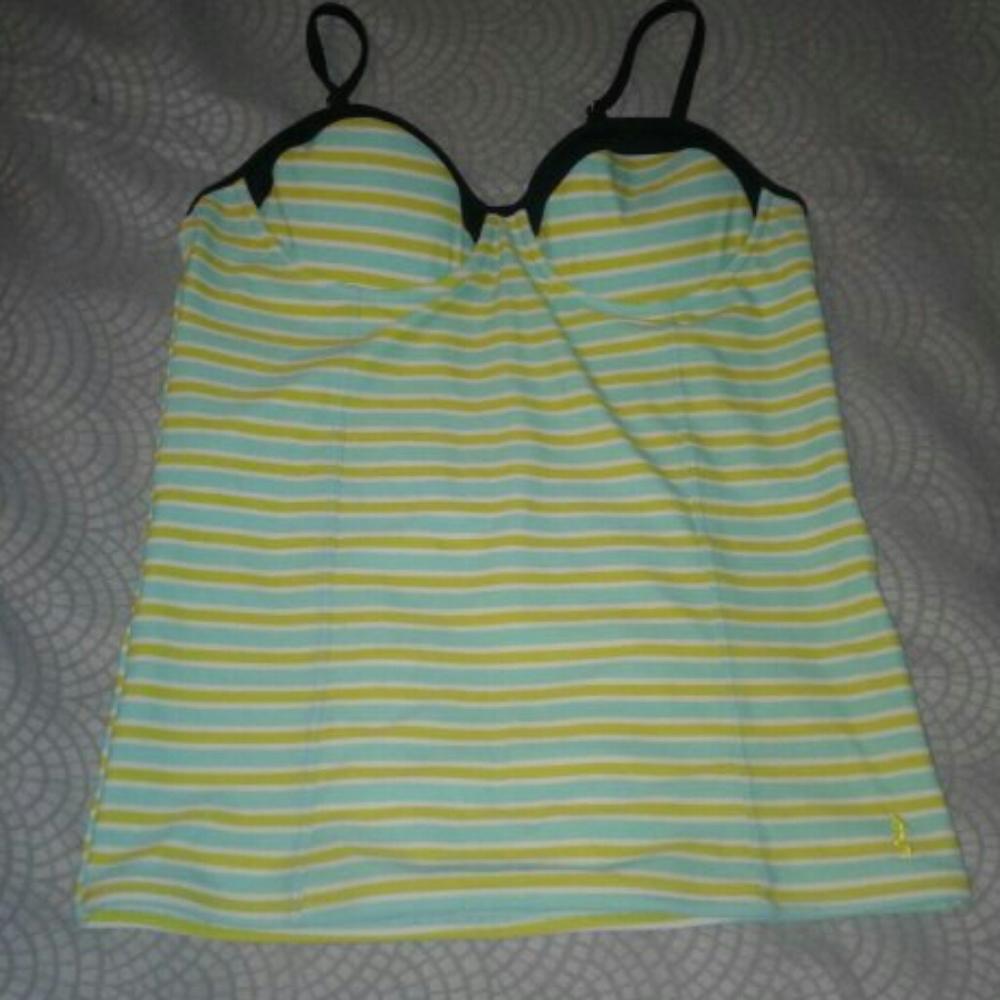 Lime Ricki Swim Stripe Vintage Style Tankini M L